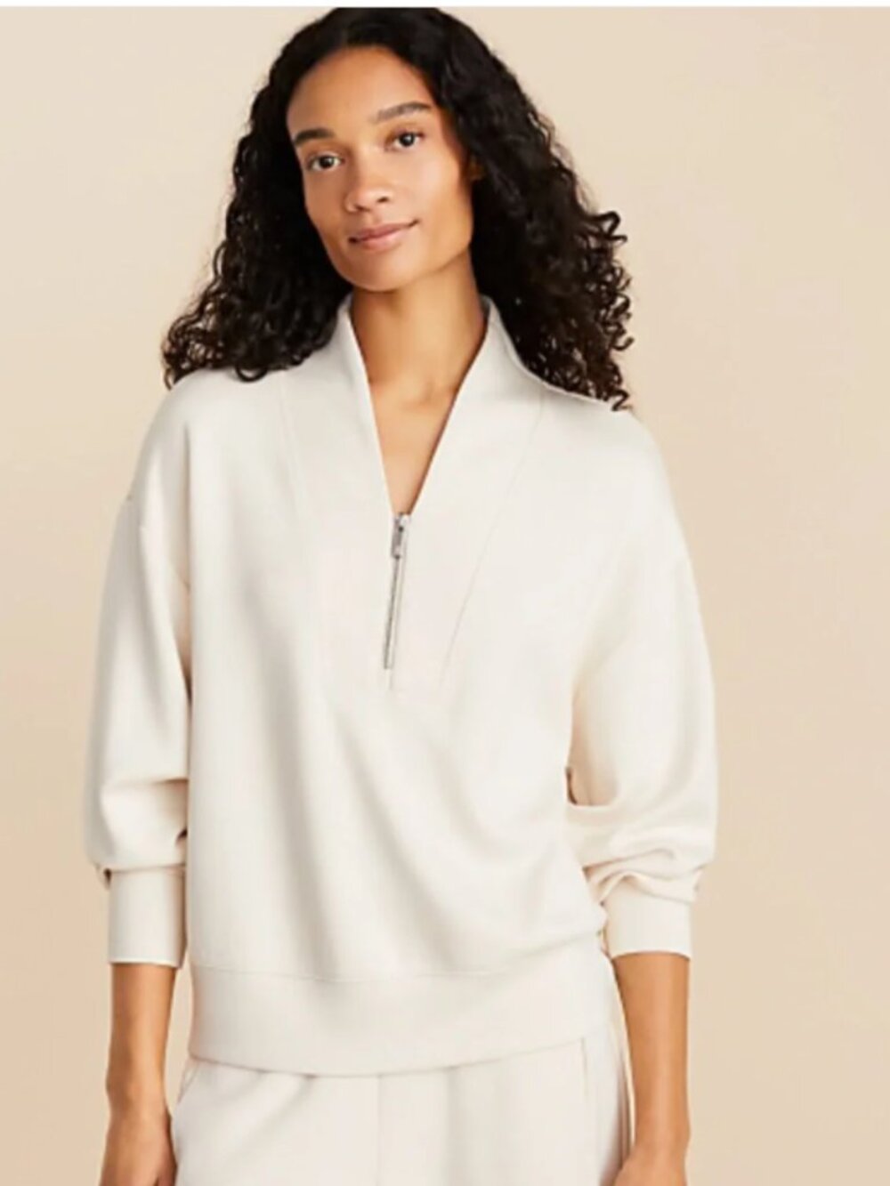 Lou & Grey Women's Scubasoft Half Zip Sweatshirt Size M V Neck Long Sleeves